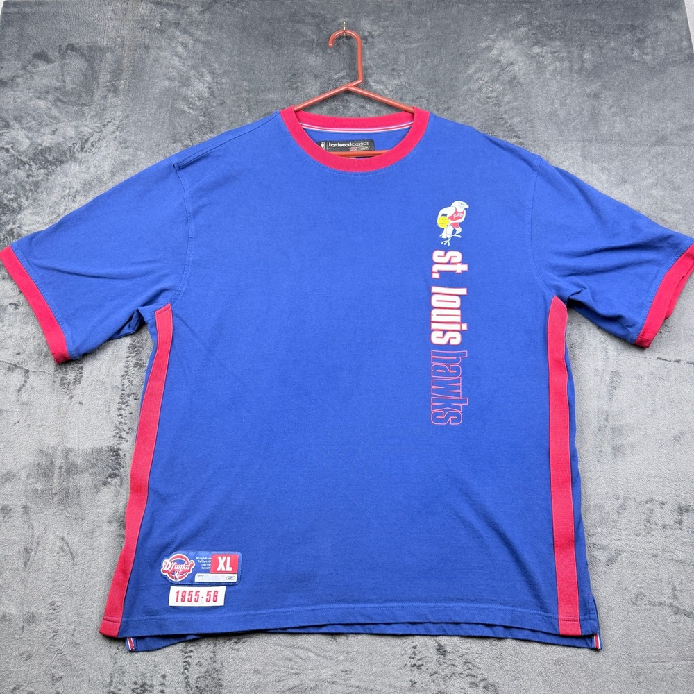 Reebok St. Louis Hawks T-Shirt Mens XL Hardwood Classics Ringer Y2K Excellent